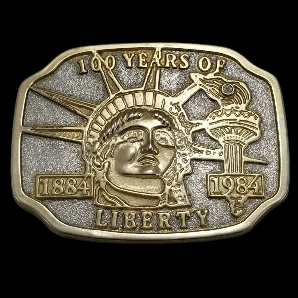 Vintage 1984 Statue of Liberty Belt Buckle 100 Years‎ 1884-1984 Gold Silver